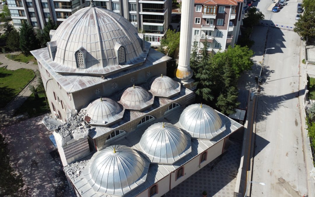 Fırtınada Yıkılan Cami Havadan Görüntülendi