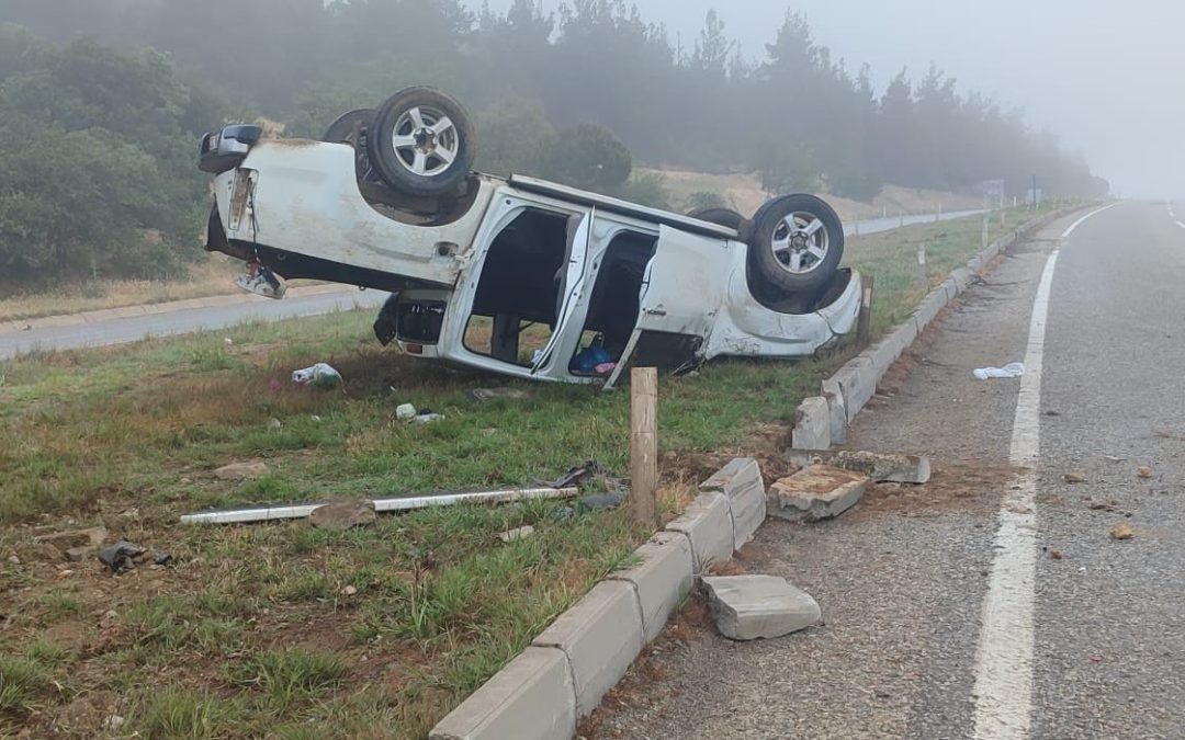 Yoldan çıkan kamyonet ters döndü: 2 yaralı